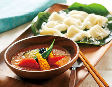 うまだしを使ったこく旨スープカリー冷やしつけ麺