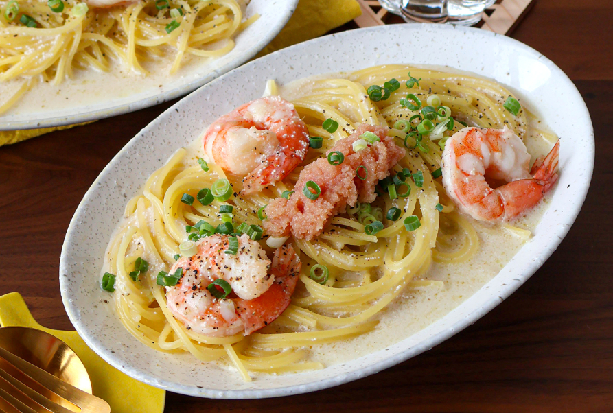 生クリームなし!フライパンひとつで作れるえびと明太の濃厚クリームパスタ