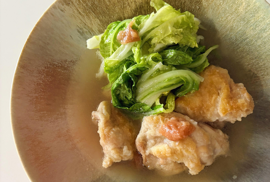【長谷川あかりさん考案うまだし活用レシピ】しゃきしゃき白菜と鶏肉の梅だし煮