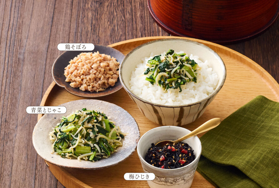 「うまだし」で簡単　ご飯のおとも３品
